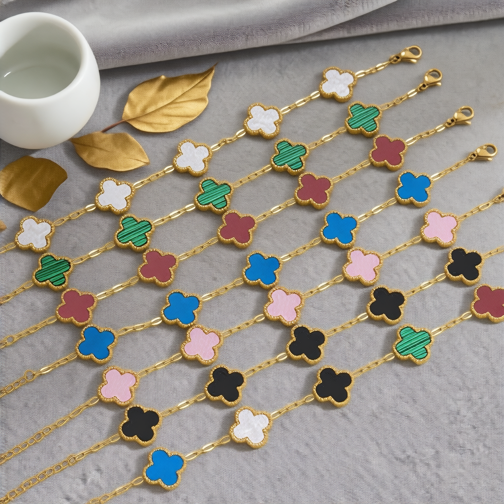 Clover 18k Gold Plated Unisex Bracelet