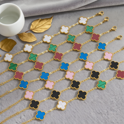 Clover 18k Gold Plated Unisex Bracelet